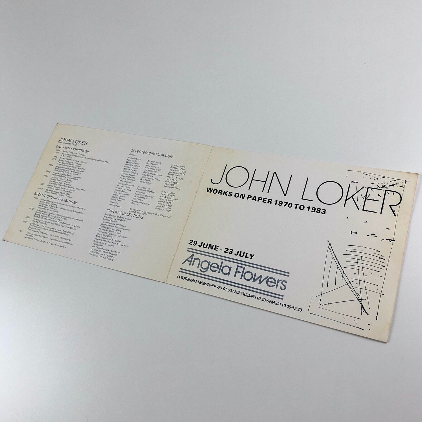 John Loker. Works on paper 1970 to 1983 | Angela Flowers, London | Folded card