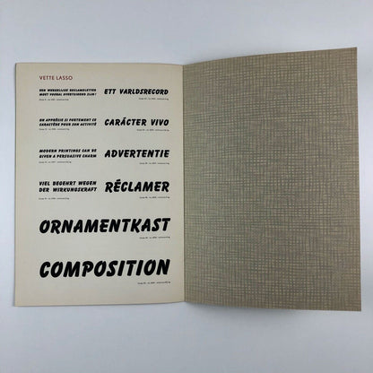 Lasso / Lasso Vet type specimen booklet | N. V. Lettergieterij, Amsterdam 1952