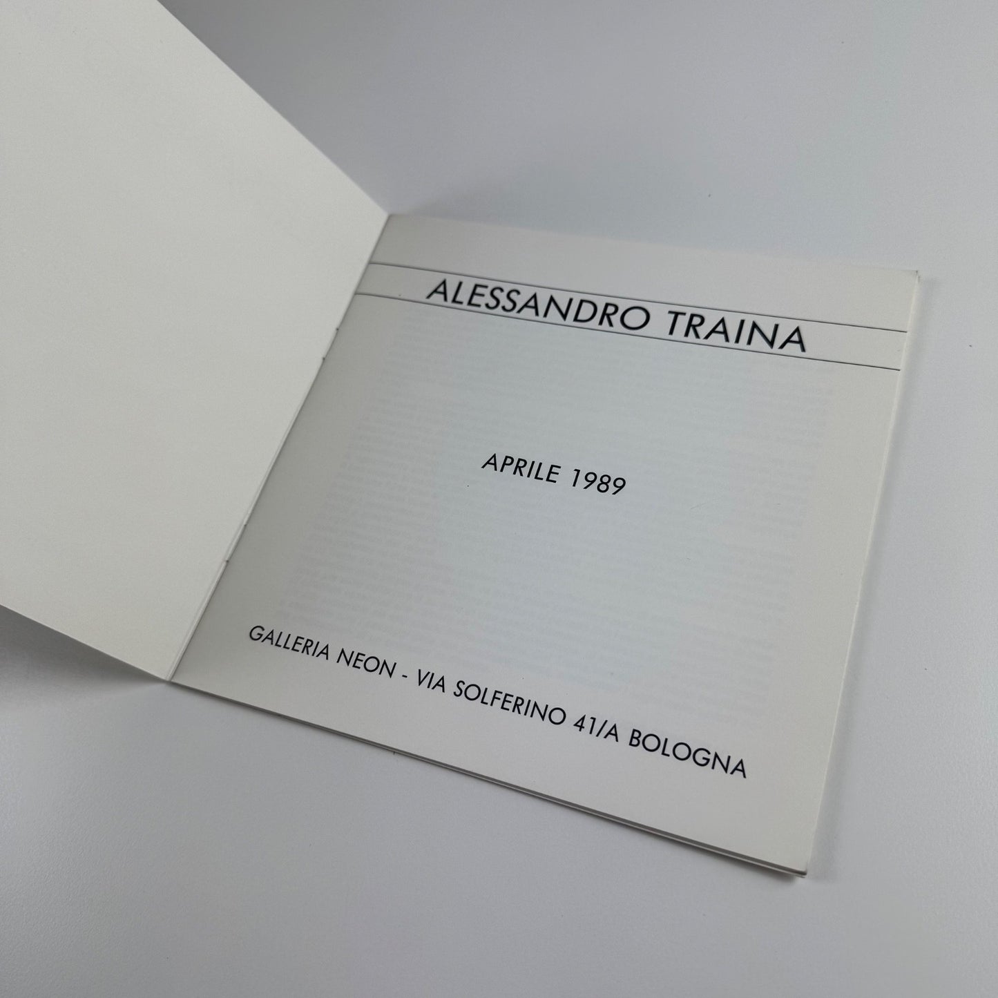 Alessandro Traina | Galleria Neon, Bologna, April 1989