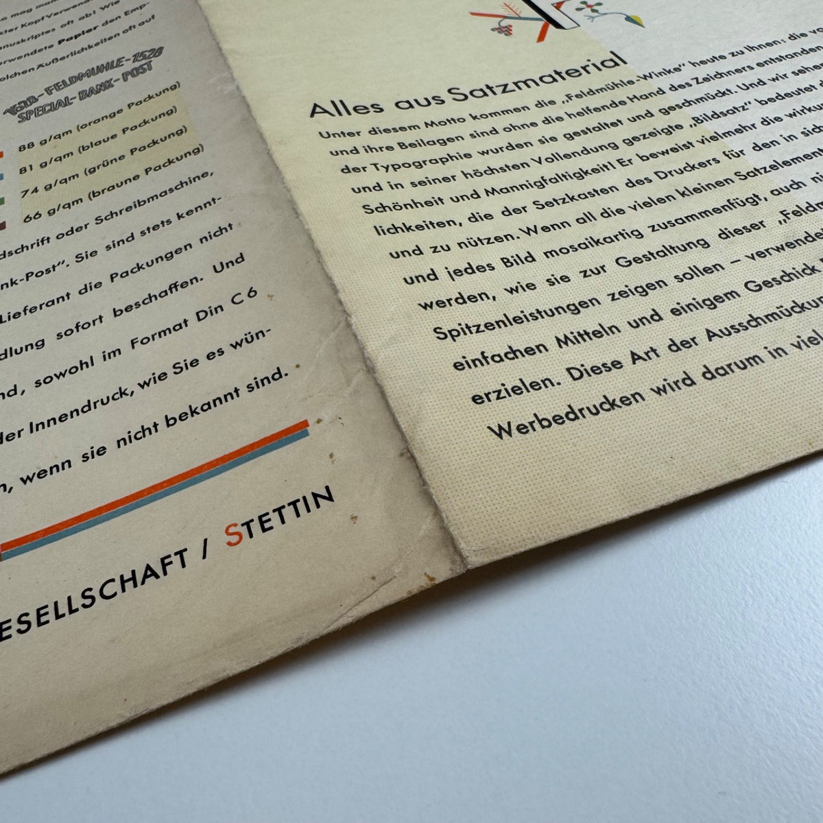 Brochure for German paper-maker. Feldmühlewinke No. 11 1930s