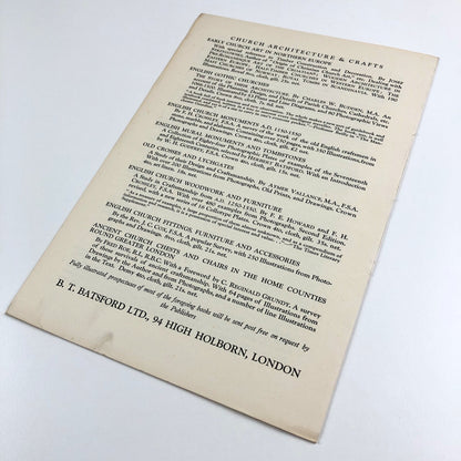 B. T. Batsford – List of books on Decoration, and Architecture | Undated c.1930s?