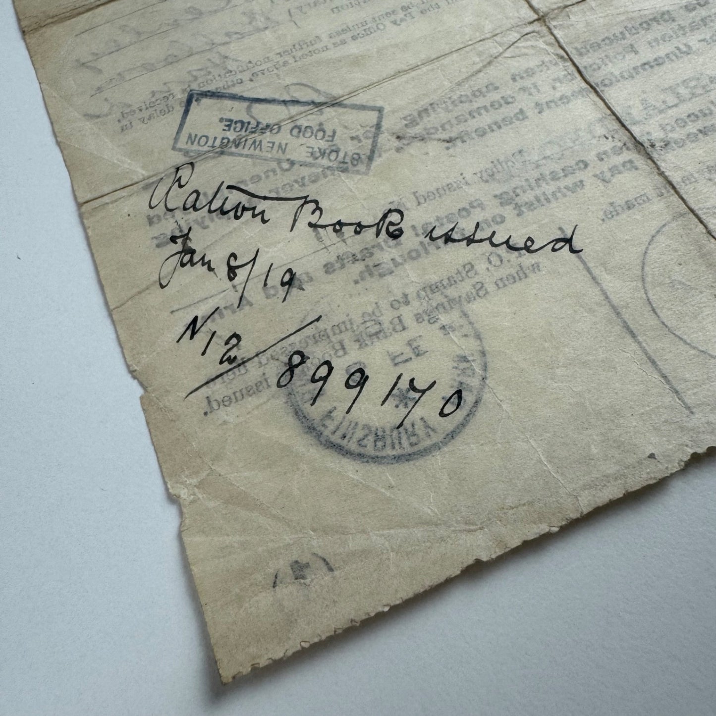Identity certificate for Alfred Norton Hillman balloon hand 32 B.S. B.E.F. British Expeditionary Force in France. Dated 2 January 1919