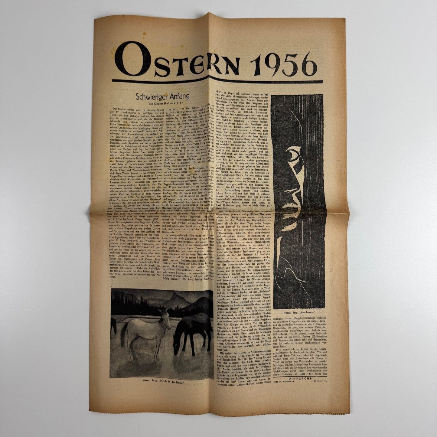 Ostern 1956 Die Furche Clemens Holzmeister Schwieriger Anfang