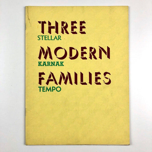 Three Modern Families: Stellar Karnak Tempo | Ludlow type specimen booklet, 1933