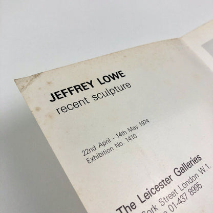 Folding card for Jeffrey Lowe – Recent Sculpture | The Leicester Galleries, London, 1974