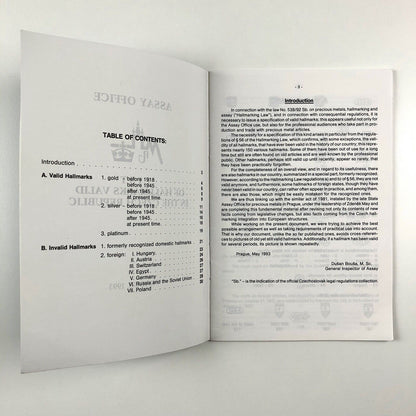 Assay Office List of Hallmarks Valid in the Czech Republic | Prague, 1993