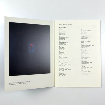 Folding card for Three Artists Three Decades: Robyn Denny, John Holland, Gwyther Irwin | Redfern Gallery, 1992