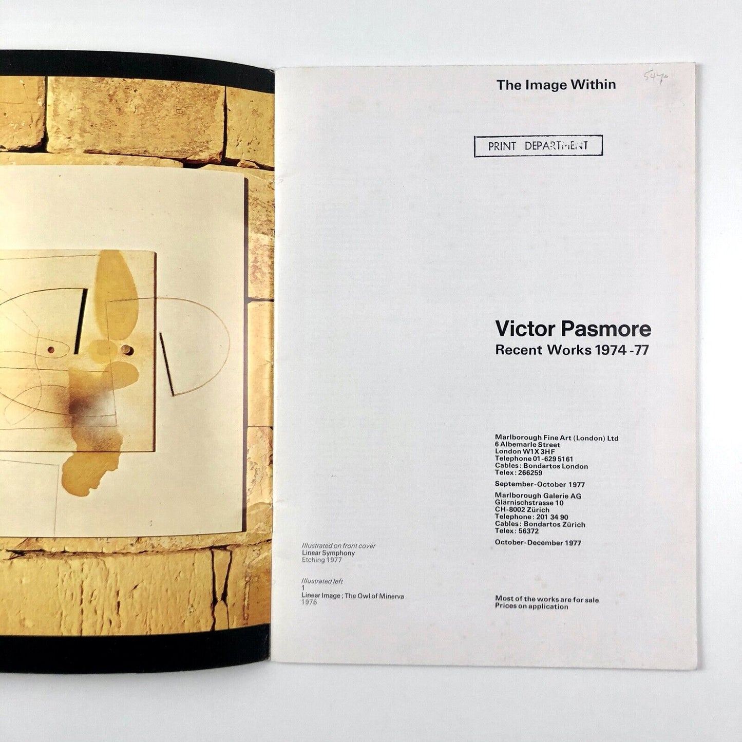 Victor Pasmore. The Image Within. Recent Works 1974-77 | Marlborough, 1977 | catalogue design by Gordon House