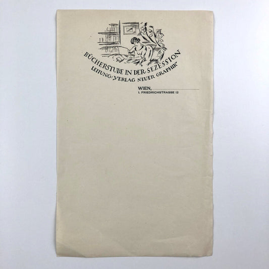 One sheet of stationery for Bücherstube in Der Sezession. Leitung: Verlag Neuer