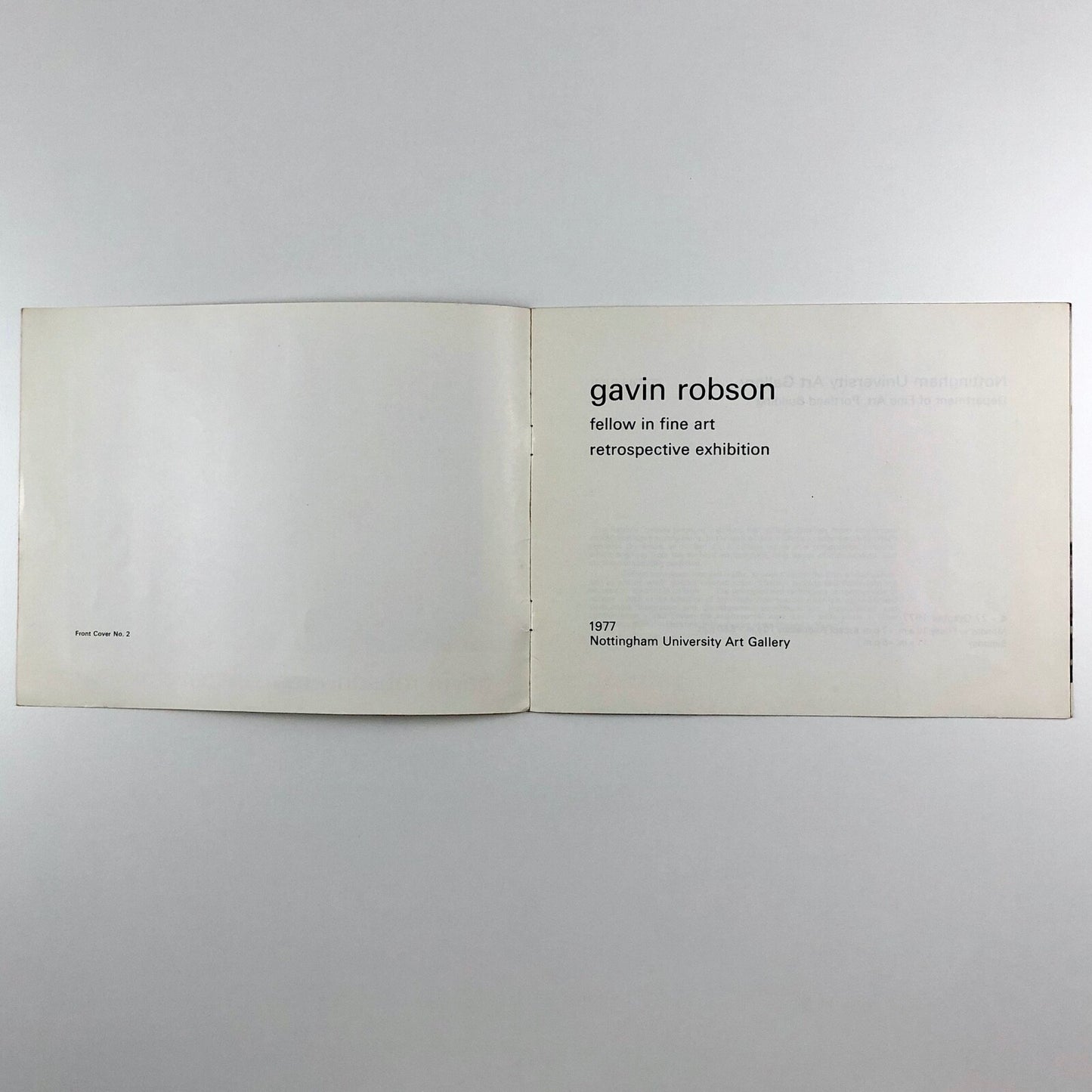 Gavin Robson – retrospective exhibition | Nottingham University Art Gallery card, 1977