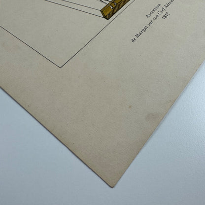 Coloured print of Ascension de Margat Sur son Cerf Aéronaute Coco in 1817, Aerial Press 1956