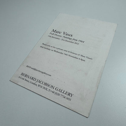 Private view invitation for Marc Vaux. Paintings from 1964 | Bernard Jacobson Gallery, 2012