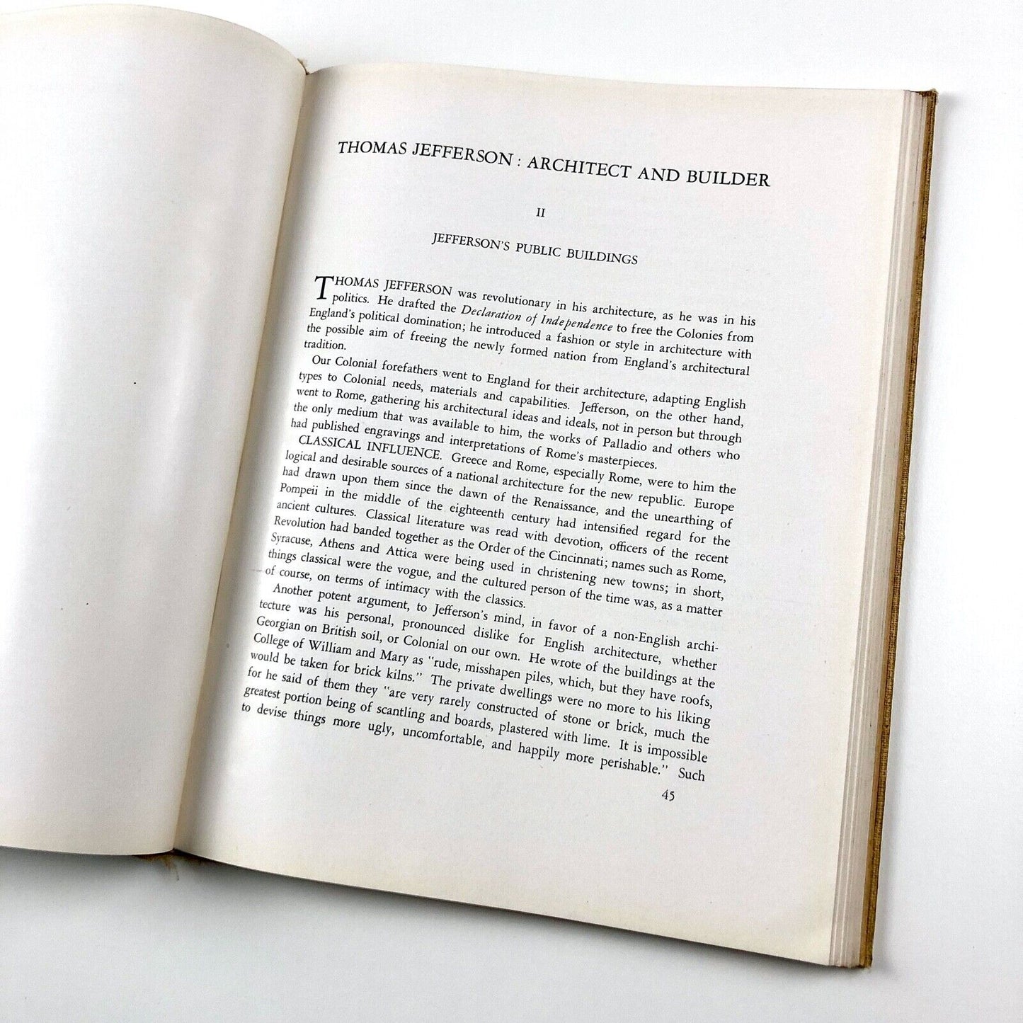 Thomas Jefferson Architect and Builder by I. T. Frary with an introduction by Fiske Kimball | Garrett and Massie, 1939