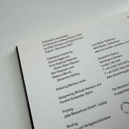 Olafur Eliasson and Kjetil Thorsen | Serpentine Gallery Pavilion, 2007 catalogue