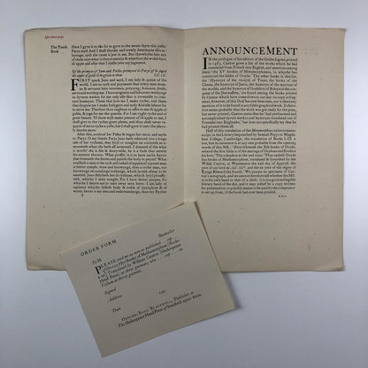 Prospectus – Ovyde Hys Booke of Methamorphose | William Caxton | Basil Blackwell 1923