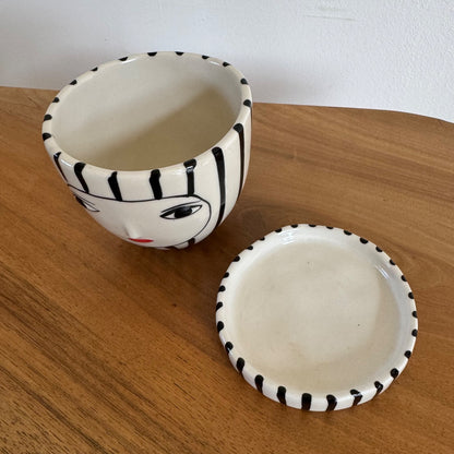Kinska – studio ceramic small female face planter and saucer