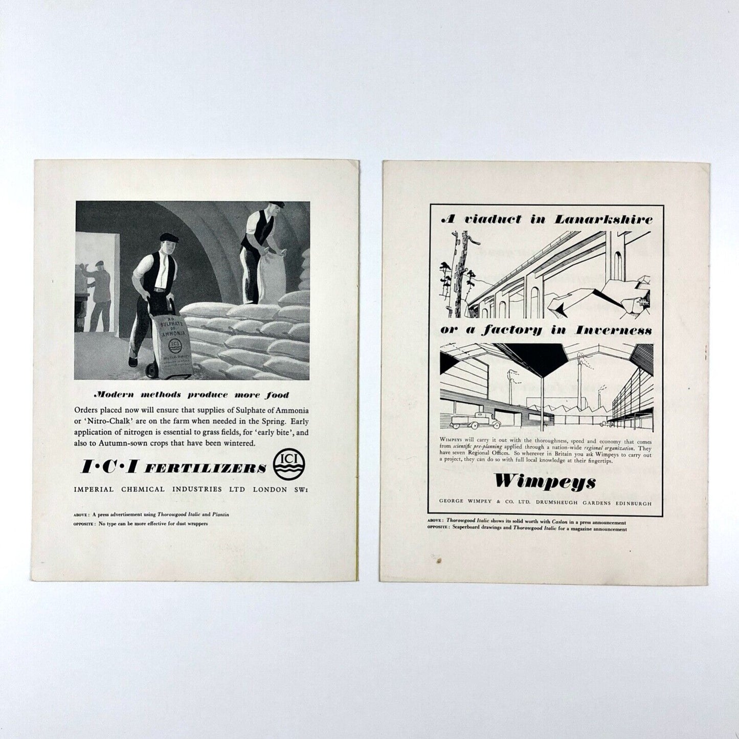 William Thorowgood type specimen leaflets x 2 | Stephenson Blake / Caslon 1950s?