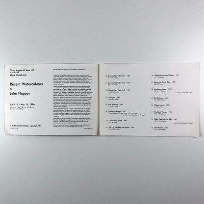 Recent Watercolours by John Napper | Thomas Agnew 1986 folding card/catalogue