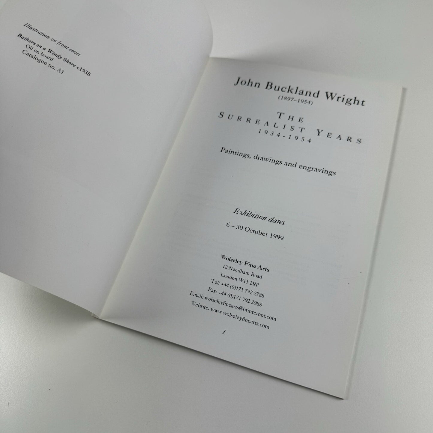 John Buckland Wright. The Surrealist Years 1934-1954 Paintings, drawings and engravings | Wolseley Fine Arts 1999