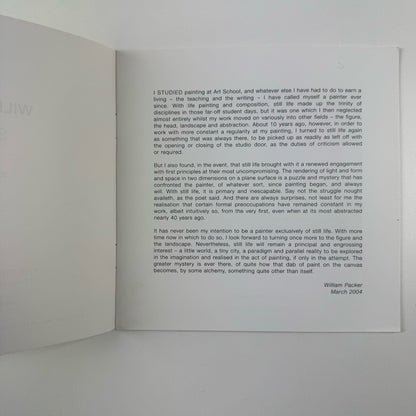 William Packer. Still Life | The Piers Feetham Gallery London, catalogue and private view invitation, 2004