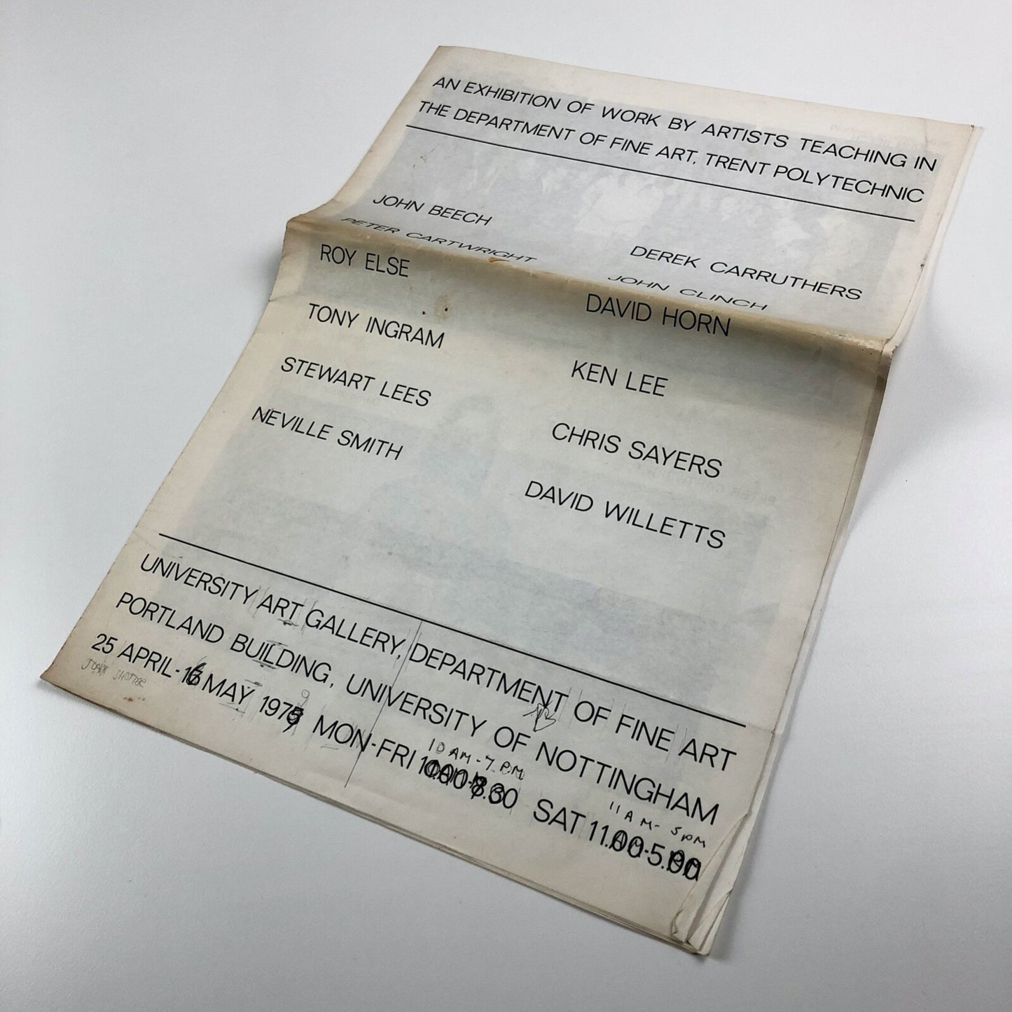 An Exhibition of Work by Artists... | Department of Fine Art, Trent Polytechnic exhibition leaflet, 1975