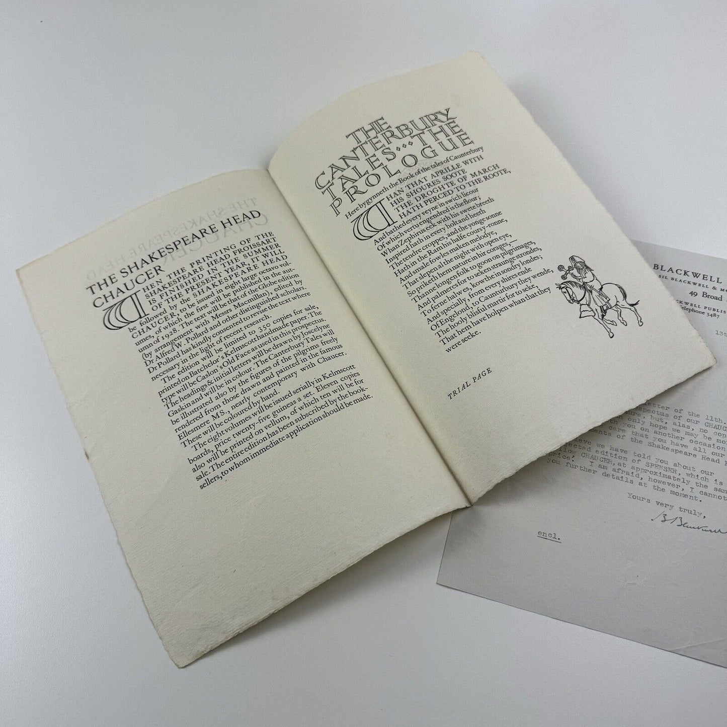 Prospectus for Chaucer – The Shakespeare Head | Basil Blackwell letter, 1929