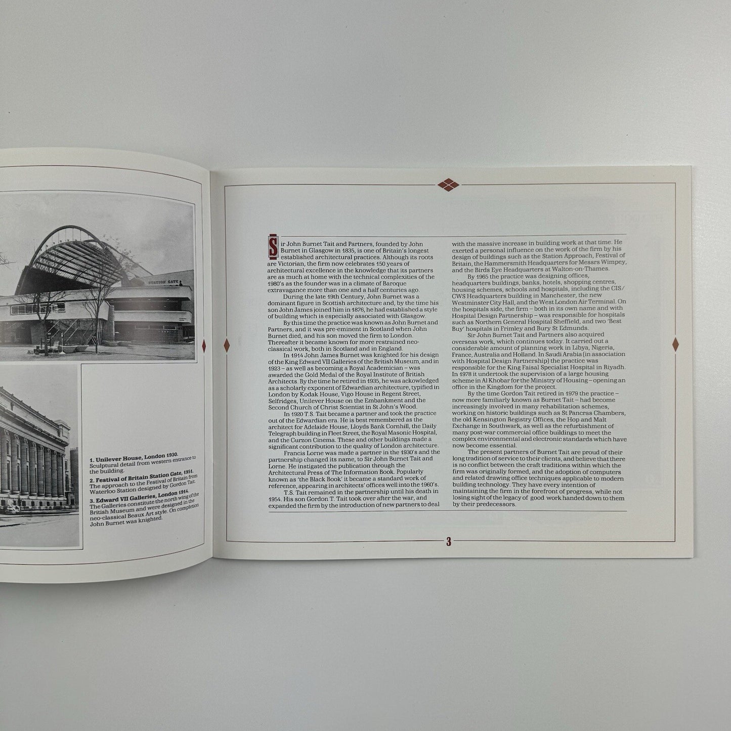 Promotional booklet Sir John Burnet Tait and Partners Celebrating 150 years 1986