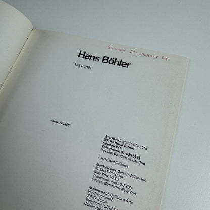 Hans Böhler | Marlborough Fine Art, 1968 catalogue design by Gordon House