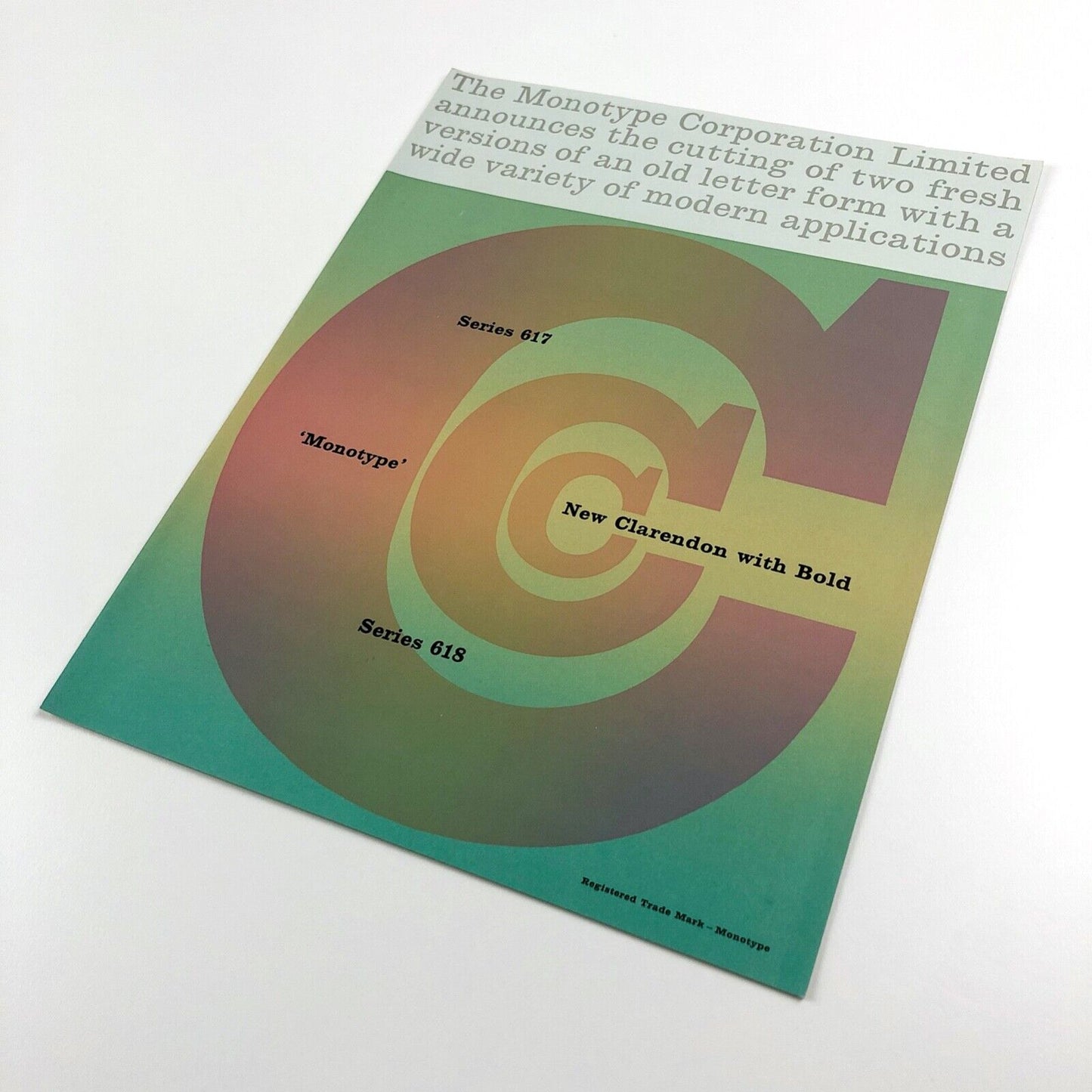 Type specimen leaflet New Clarendon with Bold Series 618 | text by James Mosley | Monotype Corporation, undated