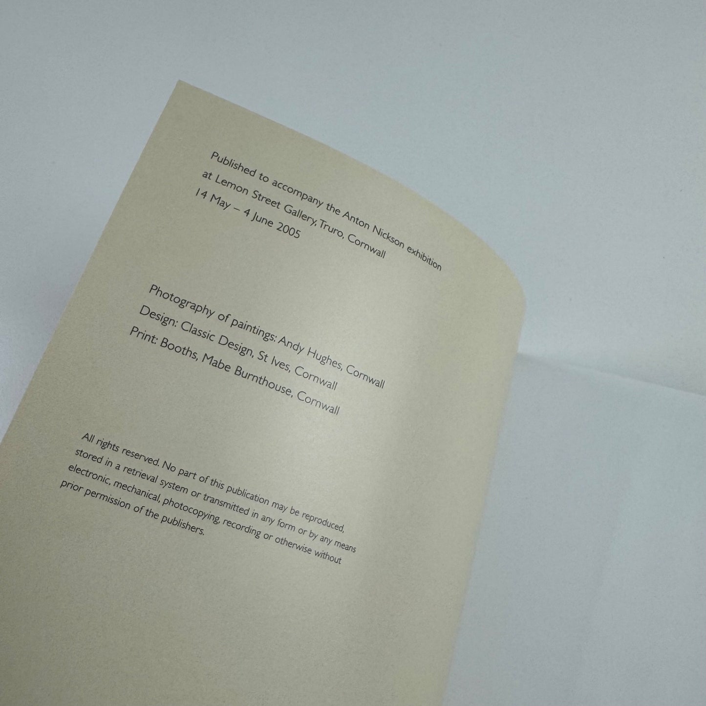 Anton Nickson | Lemon Street Gallery, Truro, 2005 + private view invitation