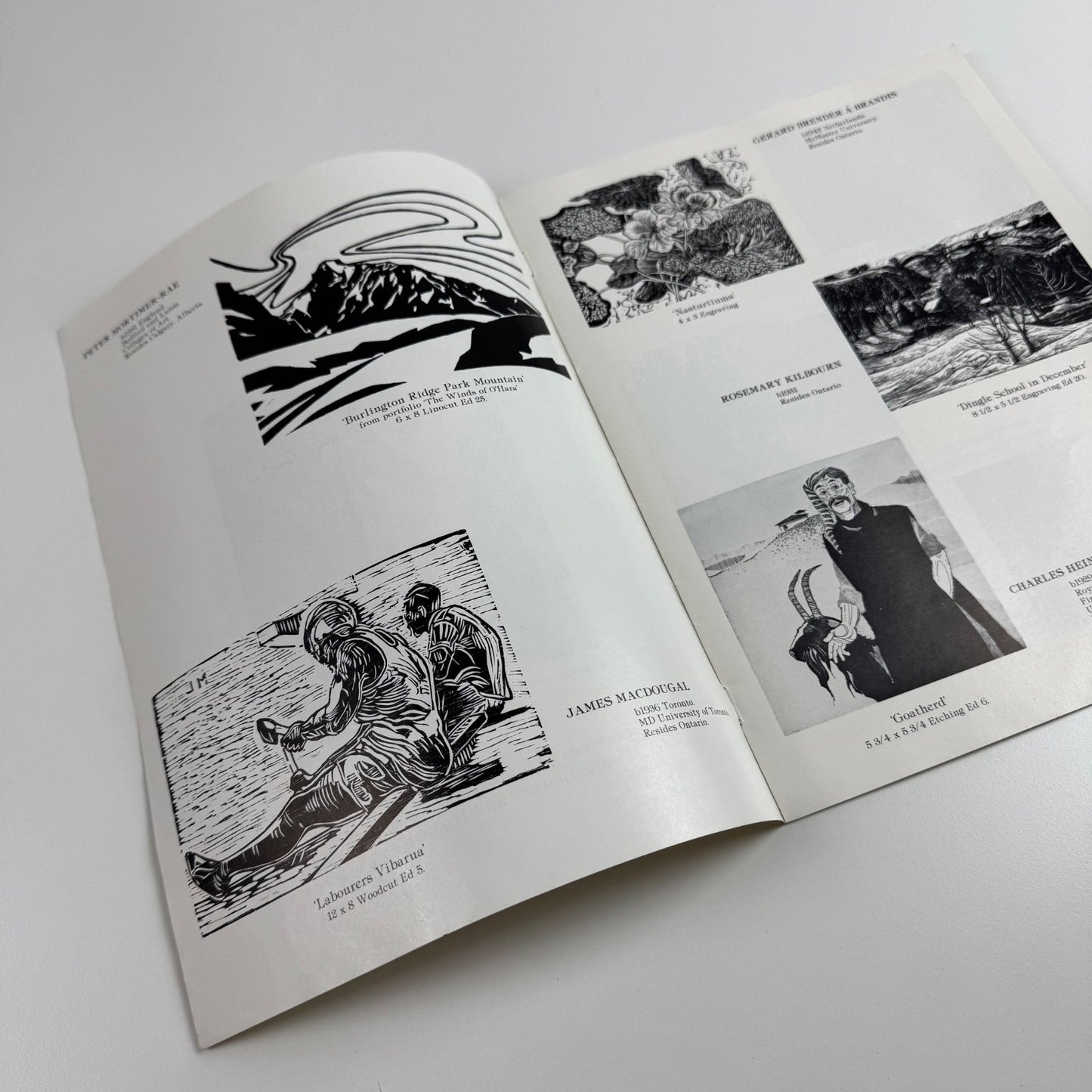 Leaflet for engravings, etchings, woodcuts, linocuts. Contemporary and Historical Works | Peter J. Mortimer-Rae Fine Arts, Calgary