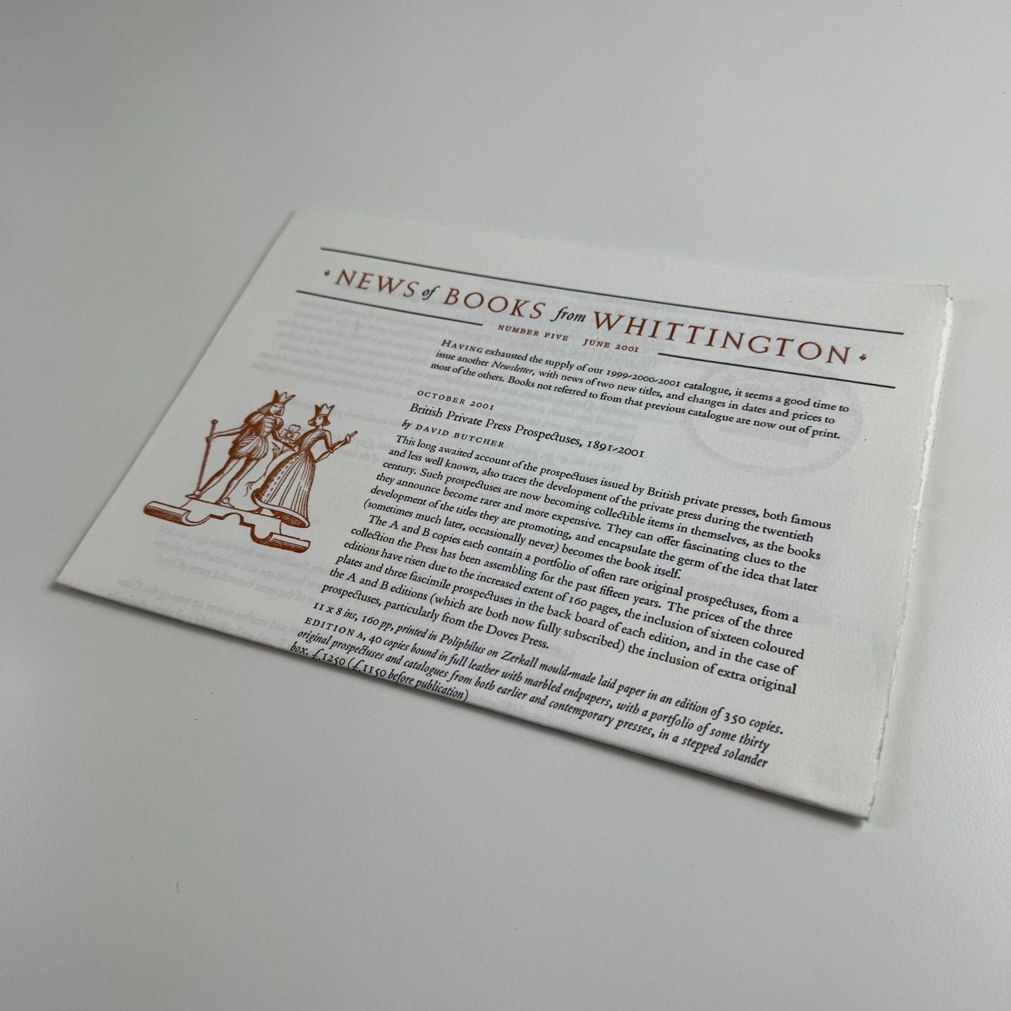 Leaflet News of Books from Whittington Press number 5 June 2001