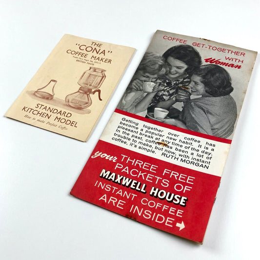 2 x coffee-related printed ephemera 1950/60s Cona & Maxwell House