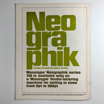 Monotype Newsletter 88 + 'Dante' type specimens Robert Barbor | February 1971
