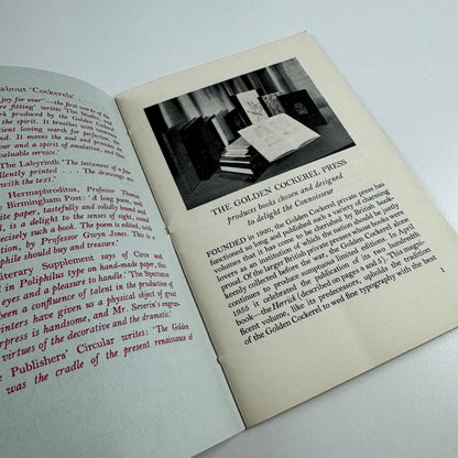 Golden Cockerel Private Press British Hand-made books. Spring 1955