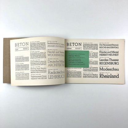 Beton type specimen brochure | Bauersche (Bauer) Giesserei, Frankfurt Am Main