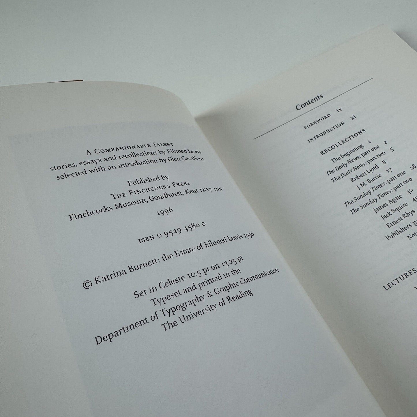 A Companionable Talent – Stories, Essays and Recollections by Eiluned Lewis | The Finchcocks Press, 1996