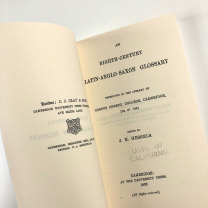 An eight-century Latin-Anglo-Saxon glossary reprint Jan Hendrik Hessels