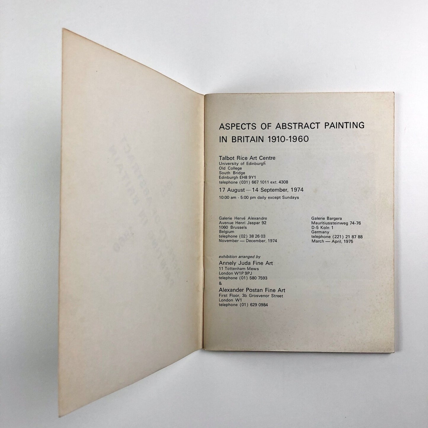Aspects of Abstract Painting in Britain 1910-1960 | Talbot Rice Art Centre exhibition catalogue, 1974
