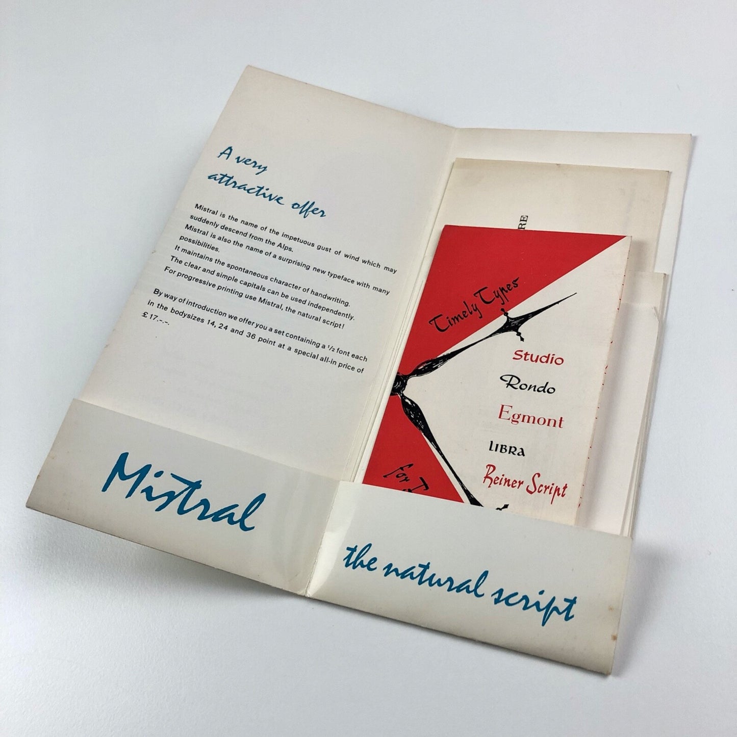 Mistral type specimen leaflet with 6 inserts | Typefoundry Amsterdam | Roger Excoffon