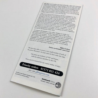 Leaflet John Piper: Lithographs, Etchings, Screenprints | Goldmark Gallery, undated