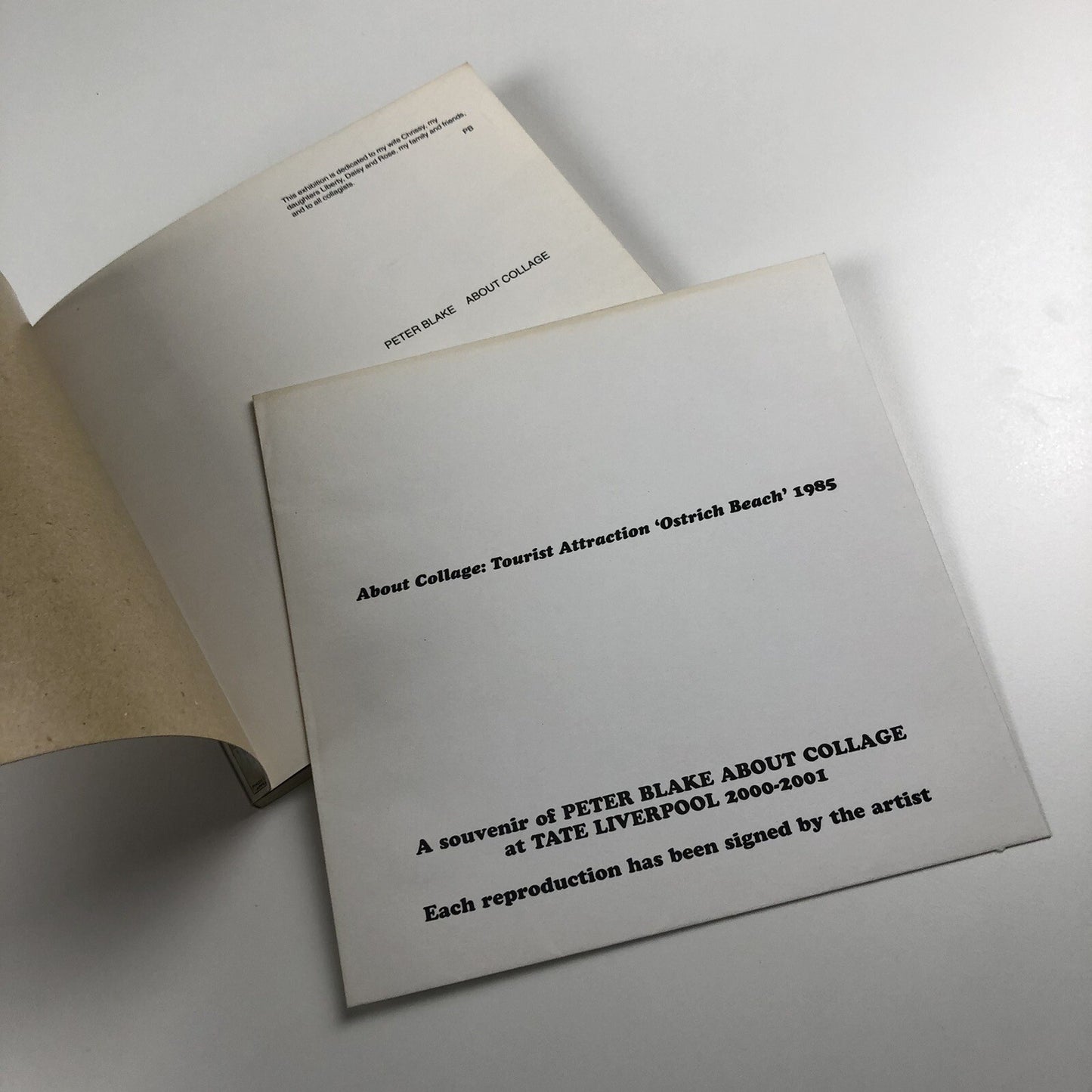 Peter Blake – About Collage | Tate Liverpool catalogue | Signed by Peter Blake | With 'Ostrich Beach' print 2000