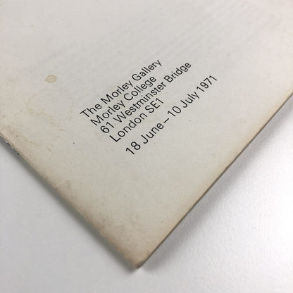 The artist and the book in England Morley Gallery, Morley College 1971
