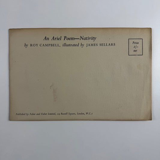 An Ariel Poem - Nativity by Roy Campbell illustrated by James Sellars, Faber & Faber 1954 unopened envelope