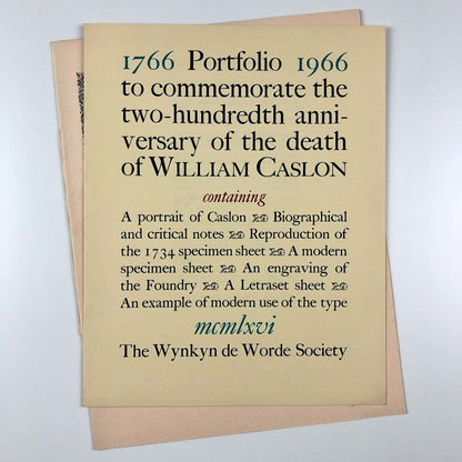 William Caslon 1766–1966 | Wynkyn de Worde | Portfolio with nine inserts, 1966