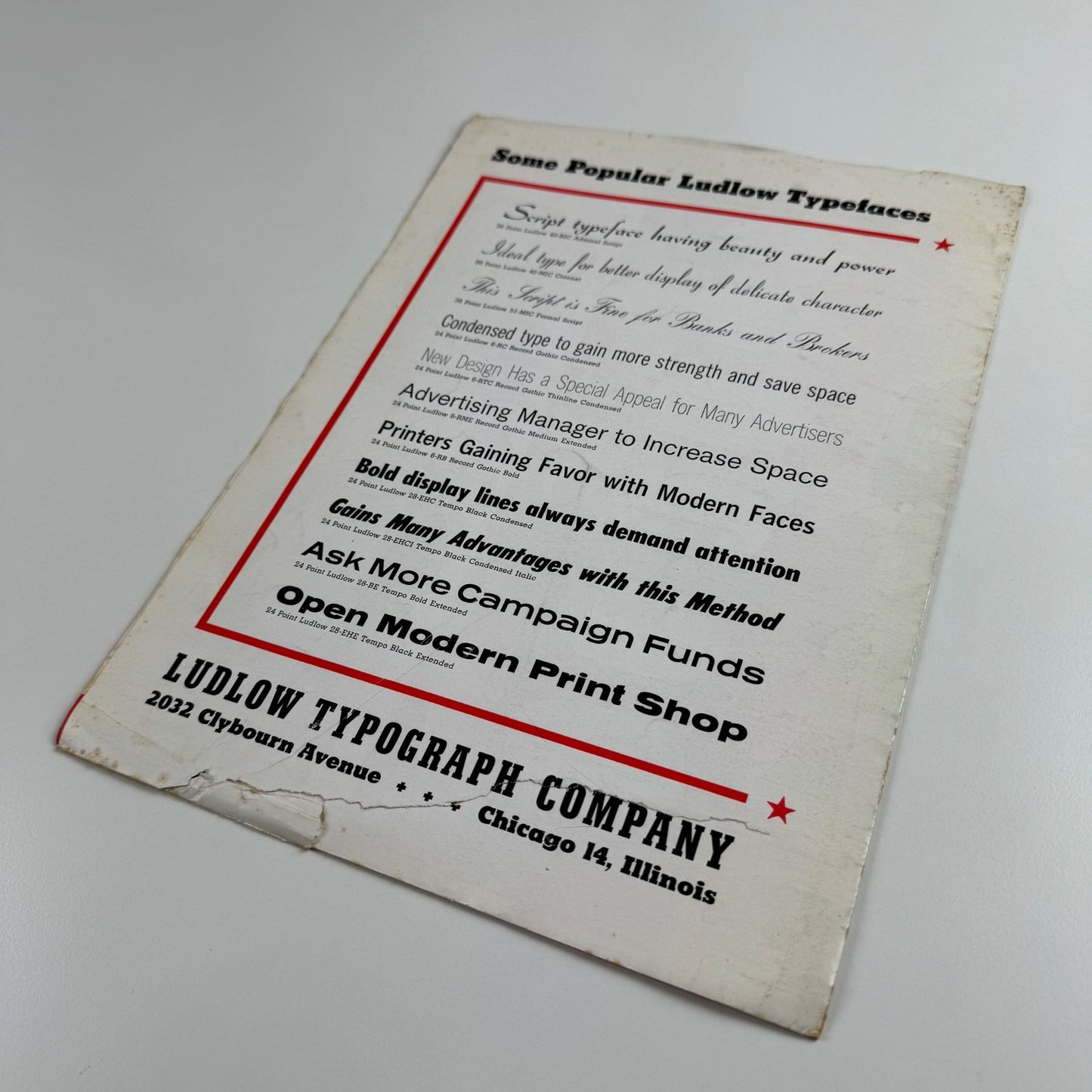 Two leaflets for Ludlow Typograph Company, Chicago Ludlow machinery