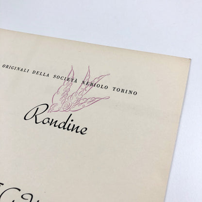 Type specimen sheet – Rondine Alessandro Butti | Societá Nebiolo 1956 ?