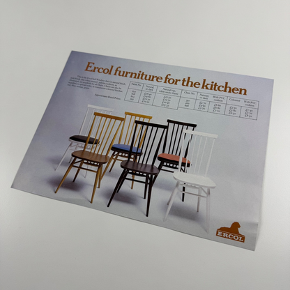 Ercol furniture for the kitchen. Single sheet leaflet undated, presumed 1970/80