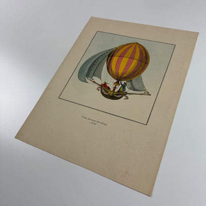 Coloured print hot air balloon | Globe fait pour être dirigé Aerial Press 1956