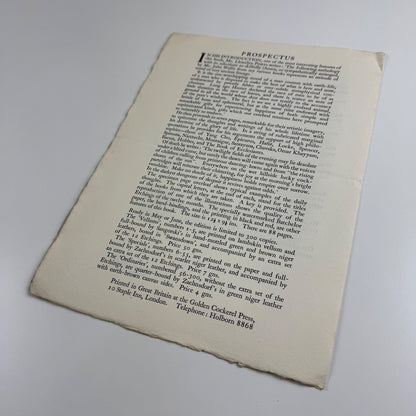 Prospectus for The Book of Days of Llewelyn Powys Golden Cockerel Press, 1937